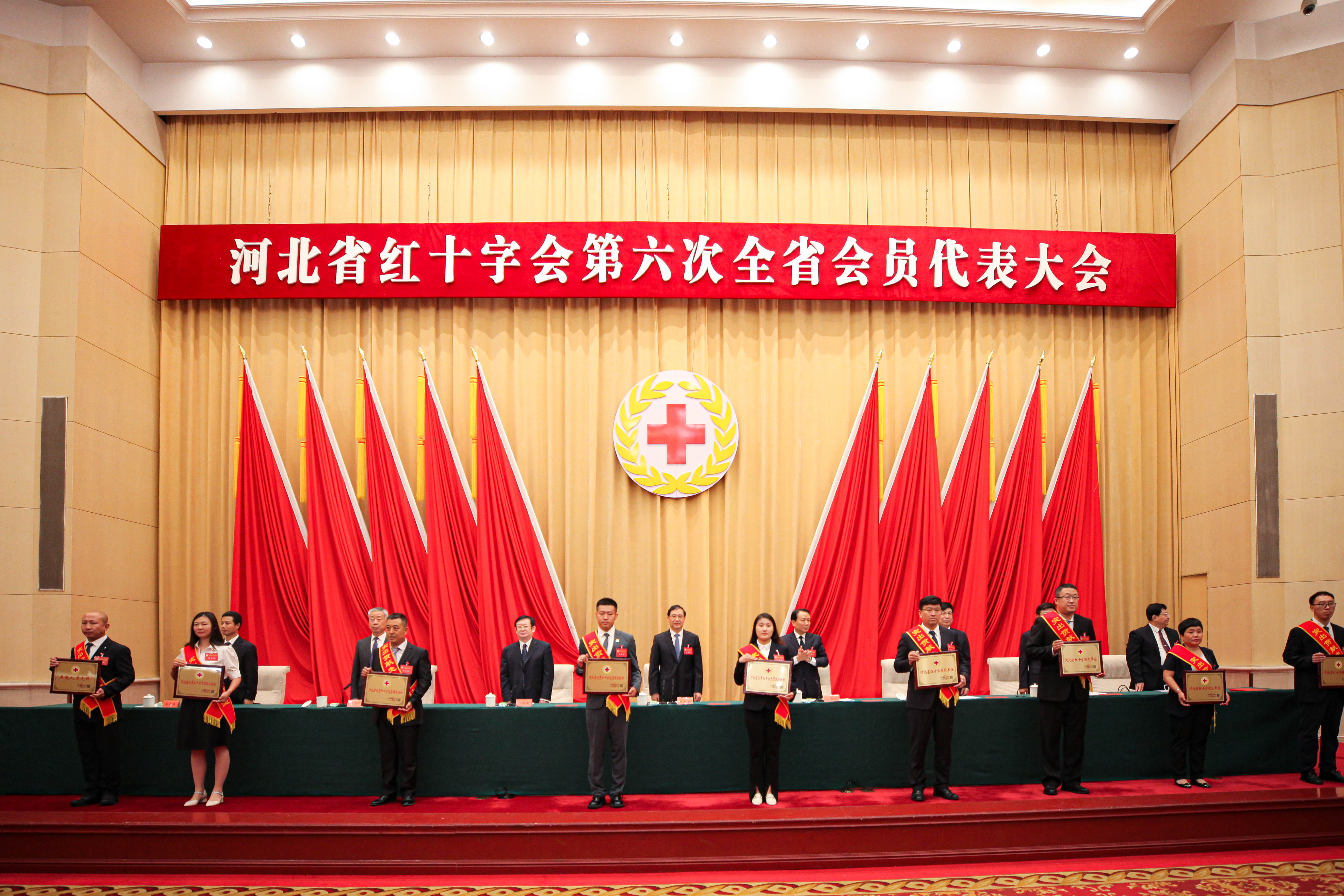 河北省红十字会第六次全省会员代表大会中，捐赠人代表接受表彰.jpg